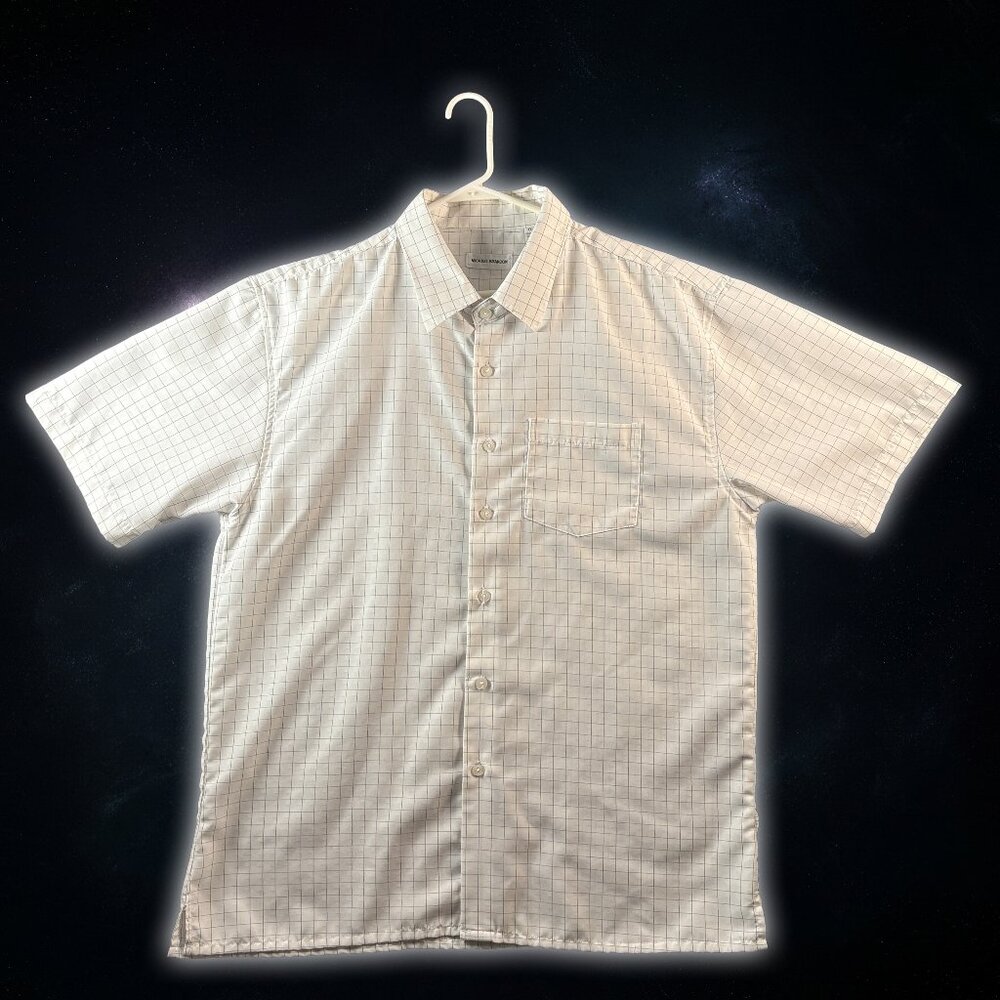 Michael Brandon White Button Up Check Preppy Short Sleeve Shirt Men's Size XXL